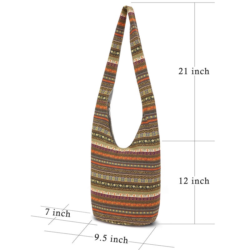 Coton Pose Women Shoulder Handbags Fashion canvas Hippie Crossbody Bags Bohemian Animal Prints Hobo Bags (Green-Orange) - Image 3